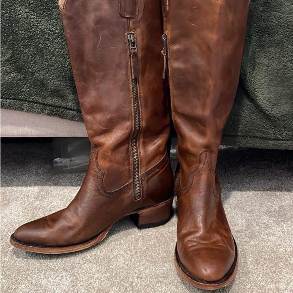Brown Leather Heeled Boots